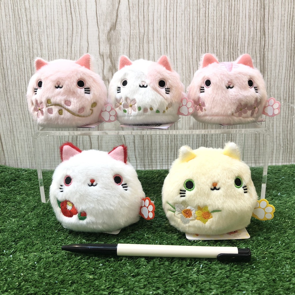 誠誠小舖】日本進口正版動物三英貿易貓咪貓糰子櫻花山茶花樁水仙花玩偶 