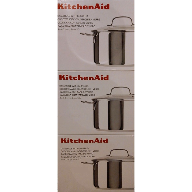 KitchenAid 24 公分 不鏽鋼 雙柄鍋 (含蓋) 全新 現貨 特價