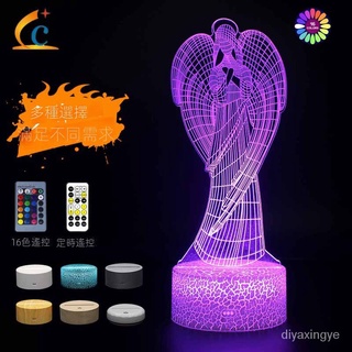 新款天使耶穌聖母係列小夜燈3d七彩禮品燈觸摸遙控臺燈