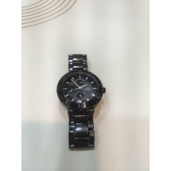 Fossil 陶瓷錶 ce-1001黑陶瓷錶 貝殼紋