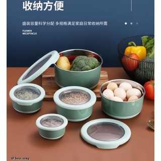 K^不銹鋼保鮮盒 220ml/420ml/730ml/1200ml不鏽鋼便當盒 圓形保鮮碗 防滑防漏密封碗防燙碗 泡麵碗