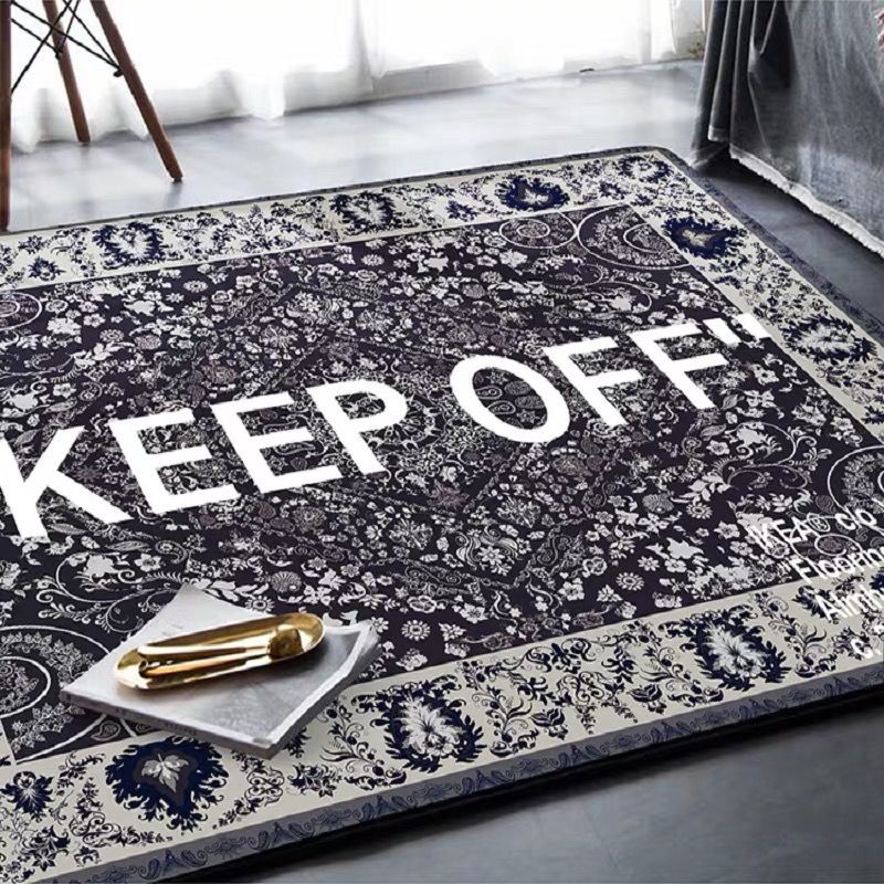 【客製化尺寸】潮牌地毯 ow宜家IKEA聯名off white腰果花IKEA ow地毯網紅潮牌臥室床邊毯 網紅潮牌臥室毯