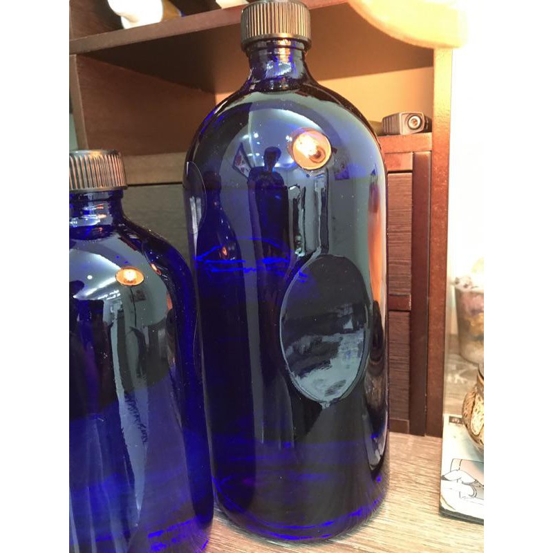 【菁彩手作】1000ml藍色玻璃瓶  太陽能量水 零極限