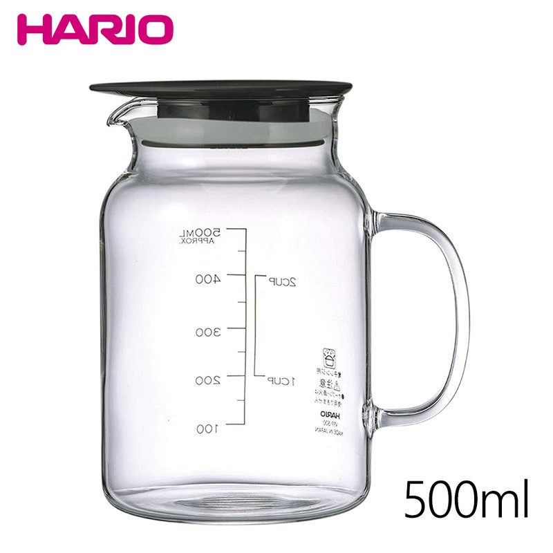 【日本HARIO】耐熱玻璃醃漬罐500ml-黑 梅酒罐 醃漬罐 透明玻璃儲存罐 把手玻璃罐 酒果瓶 泡酒瓶 玻璃瓶