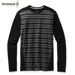 【SmartWool 美國】男款 NTS Micro 150 長袖內著衣 黑條紋/長袖圓領排汗衣/內層衣/運動上衣