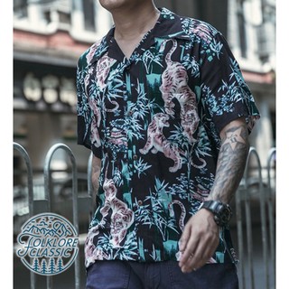 Folklore Classic 和風 日式傳統 浮世繪 竹林虎 復古熱帶古巴領夏威夷襯衫 兩色 Aloha shirt