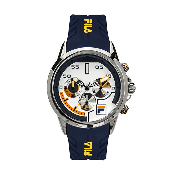 【FILA 斐樂】賽車風格三眼設計腕錶-帥氣藍/38-168-102/台灣總代理公司貨享半年保固