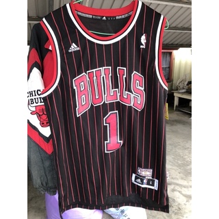 Adidas 愛迪達 NBA 芝加哥公牛隊Rose羅斯 黑條紋1號電繡球衣