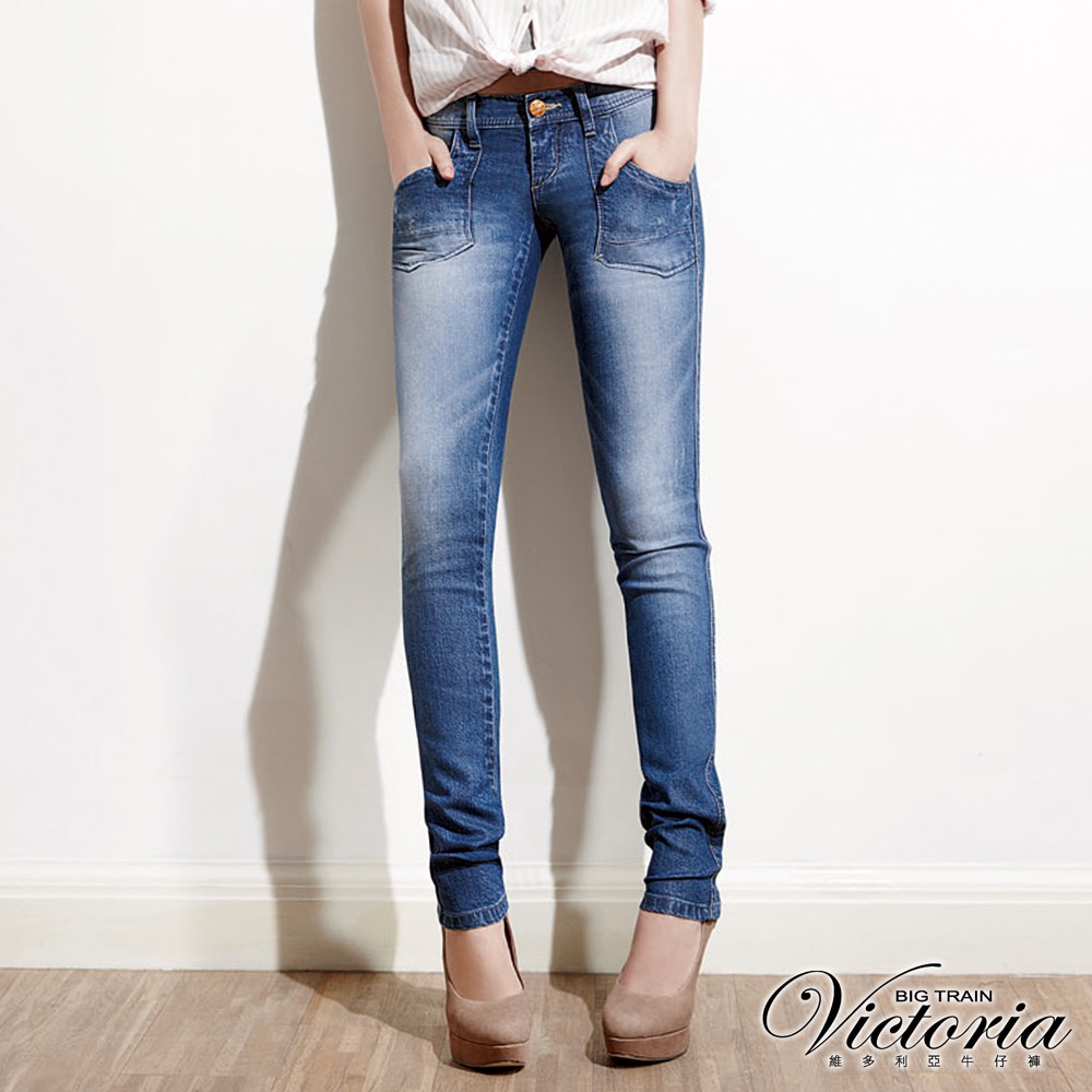 BIG TRAIN Victoria TENCEL口袋刷色小直筒牛仔褲