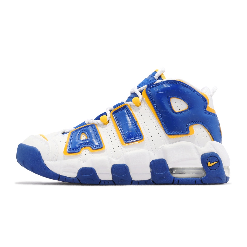 Nike 休閒鞋 Air More Uptempo GS 勇士 白 藍 黃 大AIR 女鞋 大童鞋 DZ2759-141