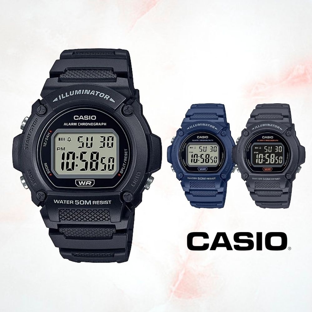 【CASIO】復古造型設計數位休閒運動錶W-219系列(共5色可選)