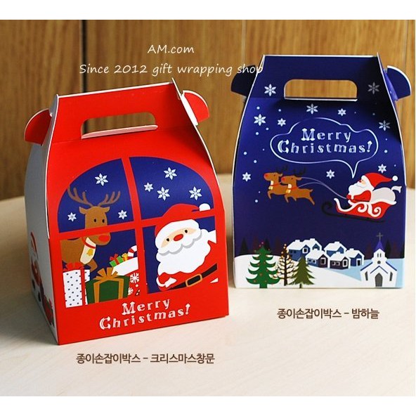 AM好時光【M171】韓國烘焙聖誕節 新款禮品手提包裝盒❤派對西點餅乾點心餐盒 耶誕節 交換禮物DIY 巧克力 拐杖糖果