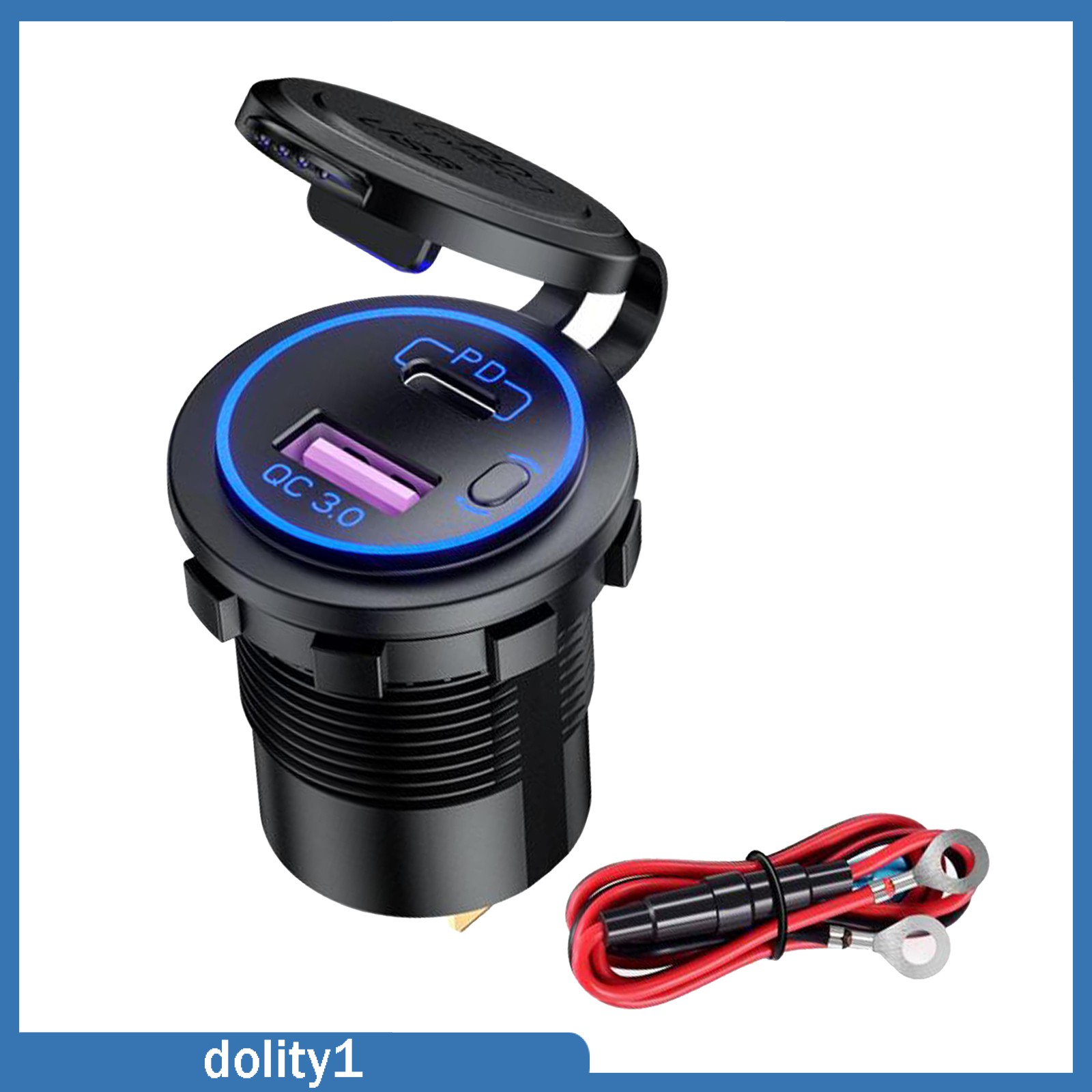 Dolity1 Usb C 車載充電器適配器pd 充電器 帶led 用於摩托車藍色端子 蝦皮購物