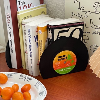 【Ang 24h出貨】美式復古黑膠唱片書立架學生桌面書本收納架書架桌面擺件拍照道具