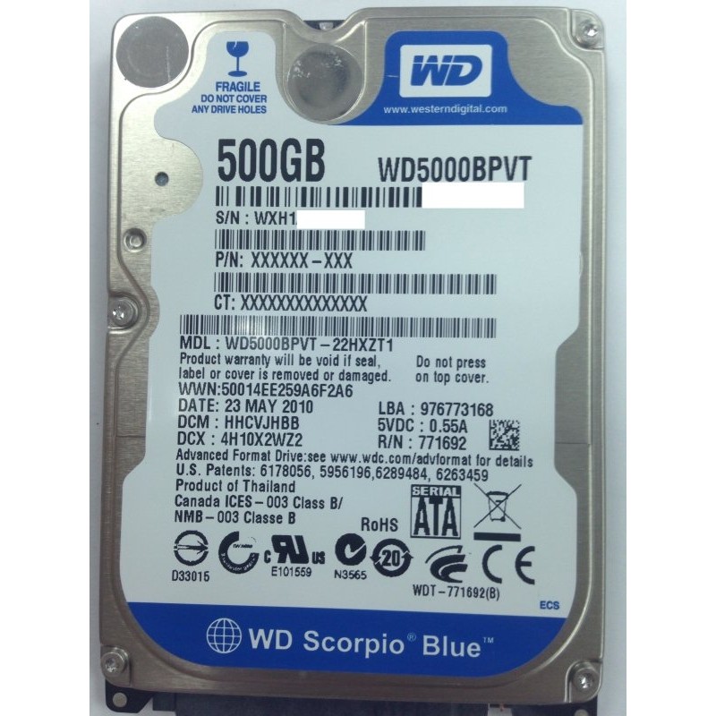 【全新未拆】WD 2.5吋 500G 500GB 硬碟 (WD5000BPVT-22HXZT1) /640GB 750G