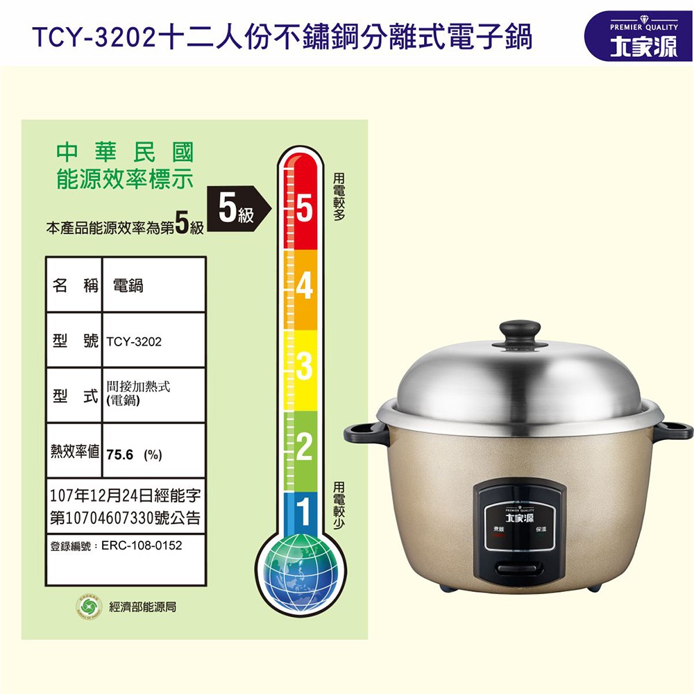 大家源12人份304不鏽鋼分離式電鍋tcy 3202 蝦皮購物