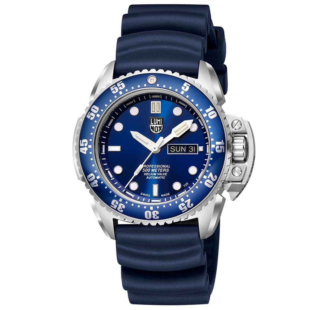 雷明時Scott Cassell Deep Dive 500米專業潛水機械錶-藍x白時標/44mm 1523