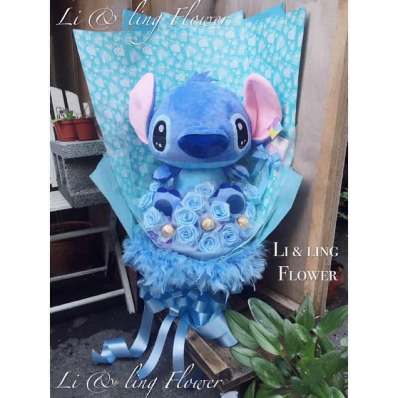 史迪奇花束情人節花束 台北網路花店生日花束 史迪奇玩偶花束愛心stitch星際寶貝史迪奇花束 全省宅配也可面交自取