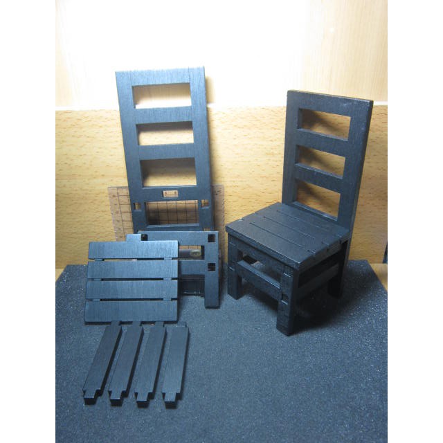 F1家具部門 黑色款1/6童話風方型椅一張(可分解組裝) 特價