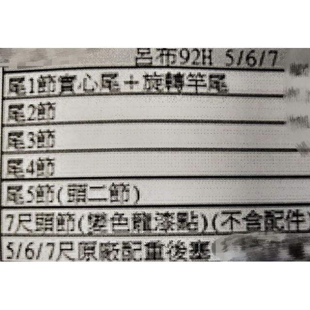 三國系列蝦竿 呂布92H 5/6/7 尾結，配件，零件訂購區