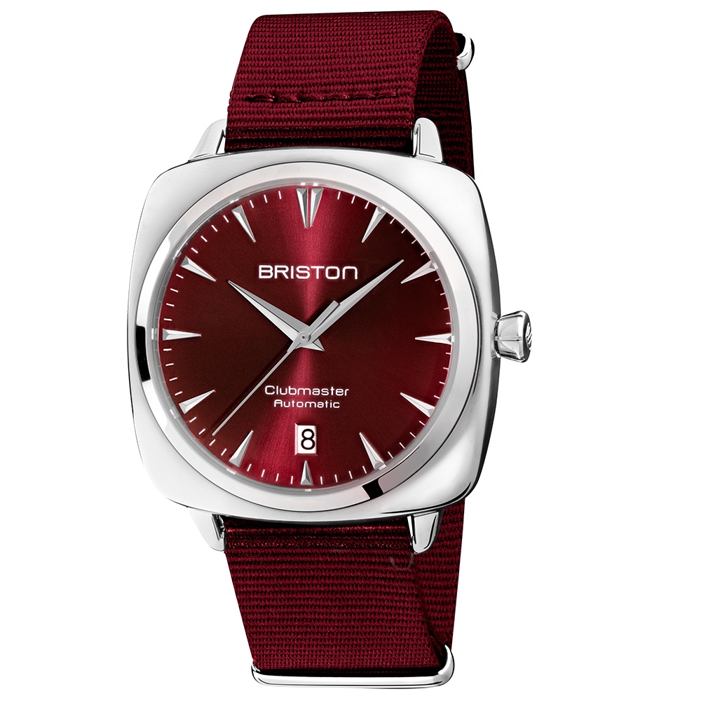BRISTON AUTOMATIC 自動上鍊 機械錶 自動錶 折射光感 紅 酒紅 不鏽鋼框 手錶 男錶 女錶 5952