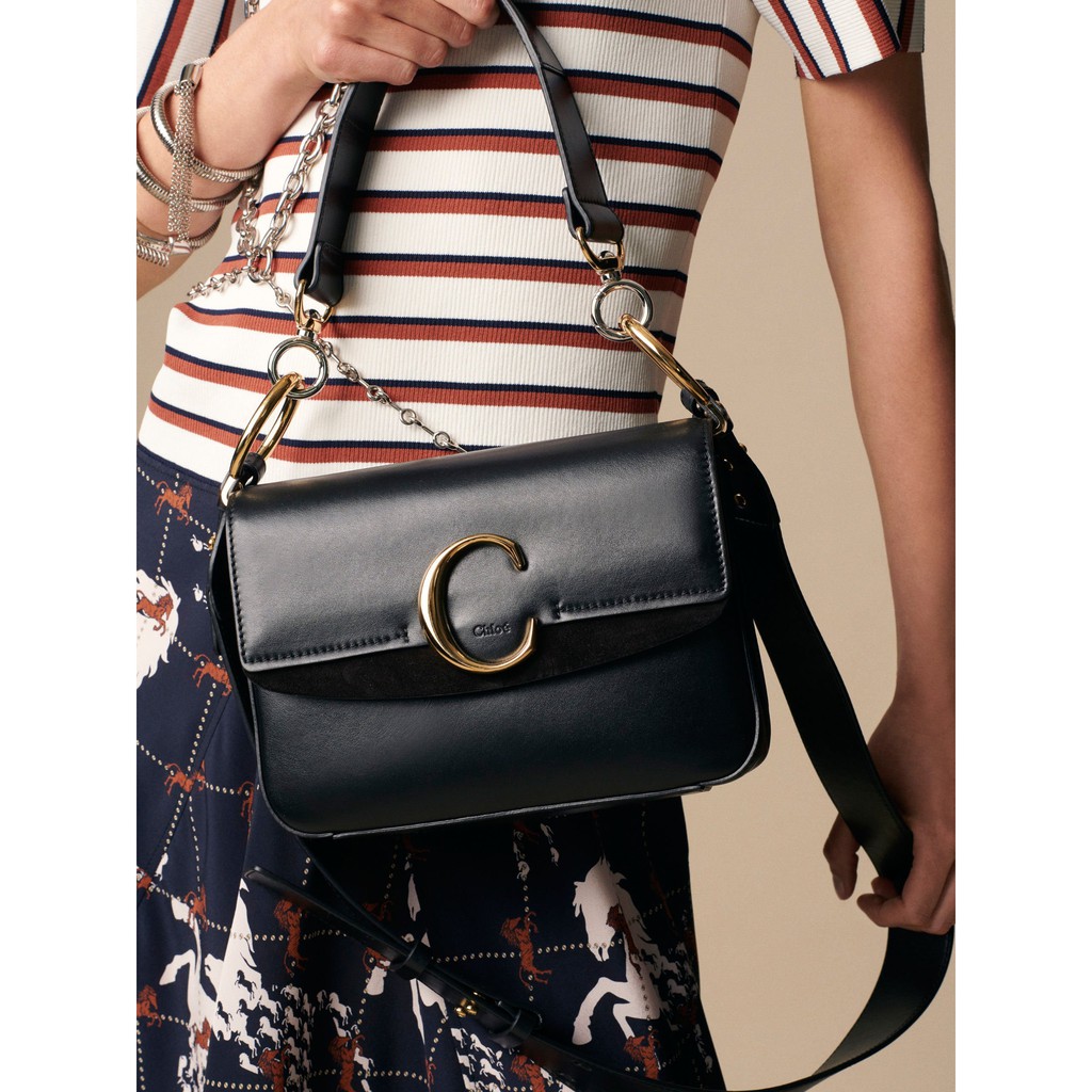 small chloé c double carry bag