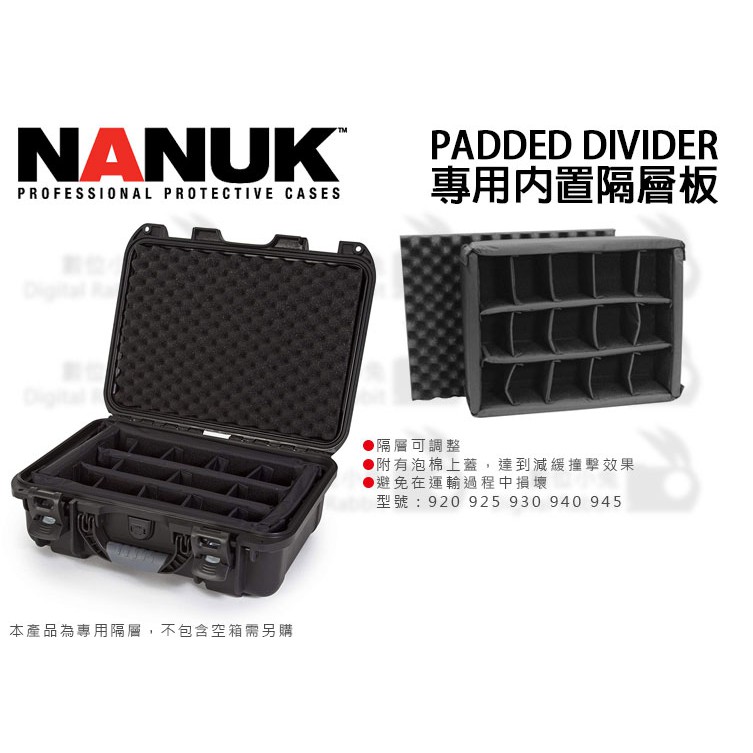 數位小兔【NANUK 北極熊 920 925 930 940 945 專用防撞箱 內置隔層板 】