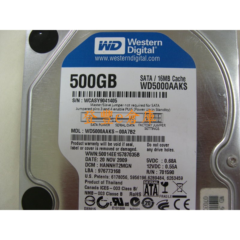 【登豐e倉庫】 YF201 WD5000AAKS-00A7B2 500G SATA2 硬碟