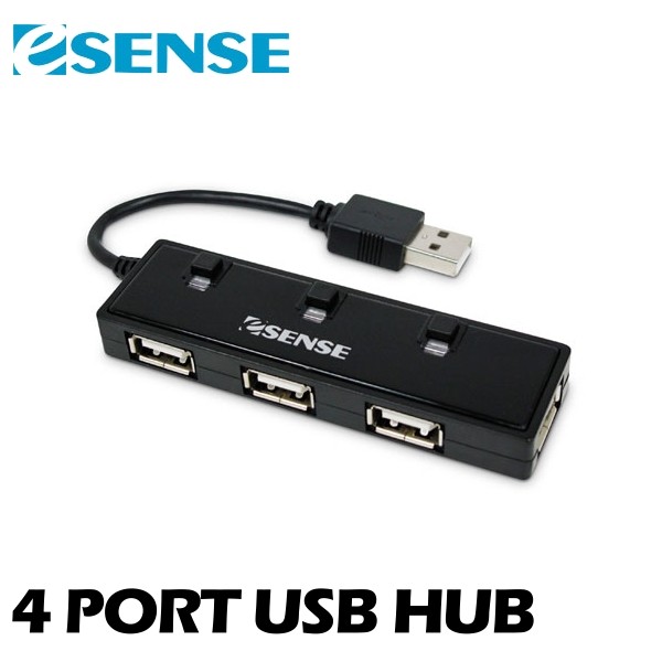 Esense 逸盛  USB 2.0 獨立開關 4埠 HUB 集線器 黑色 線長 11cm