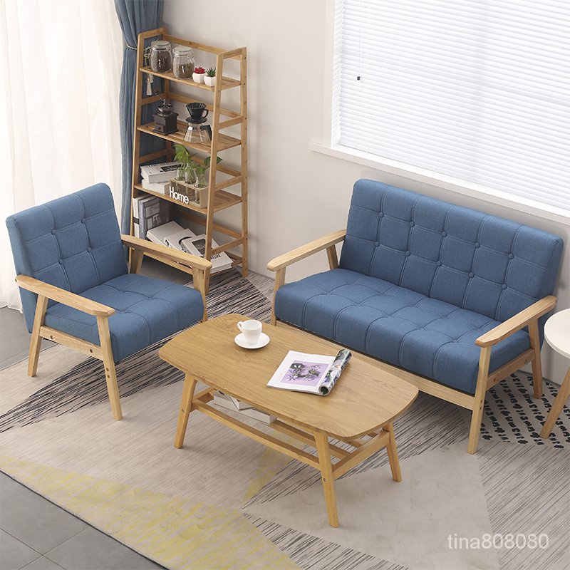 北歐日式木沙髮 小戶型款房間簡易窄臥室簡約現代齣租屋單人雙人椅