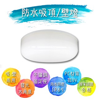【保固一年】LED 10W 12W CNS認證 防水防塵 吸頂燈 壁燈 IP65防水等級 陽臺 戶外