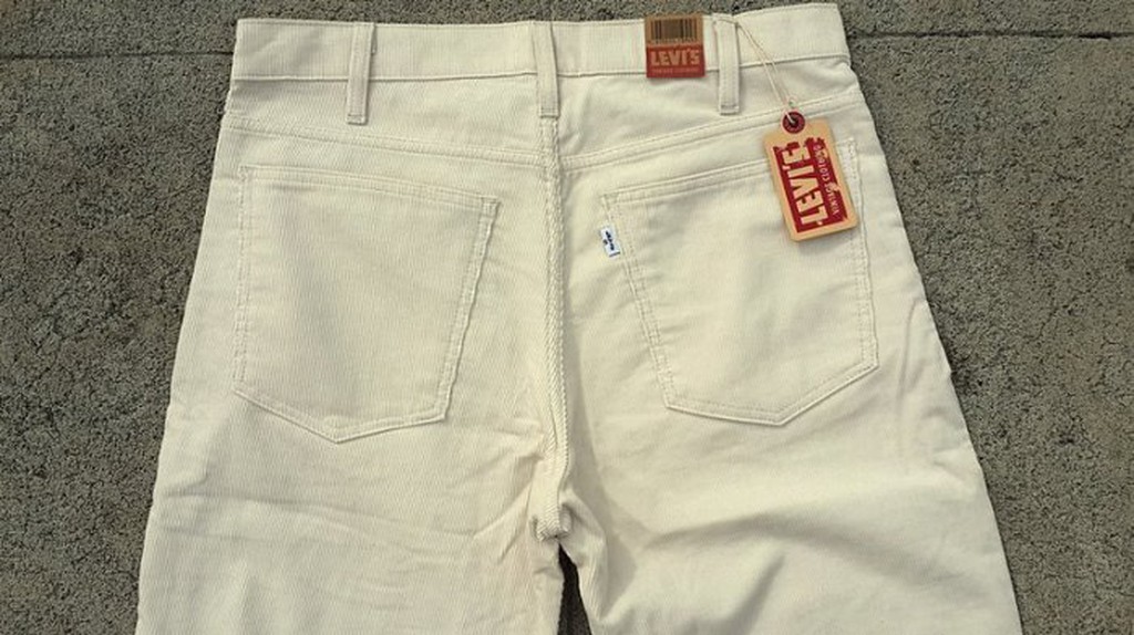 西方不敗全新美國版Levi's LVC 519 1975年 經典拉鍊修身錐形長褲 燈心絨 白色 Levis W34