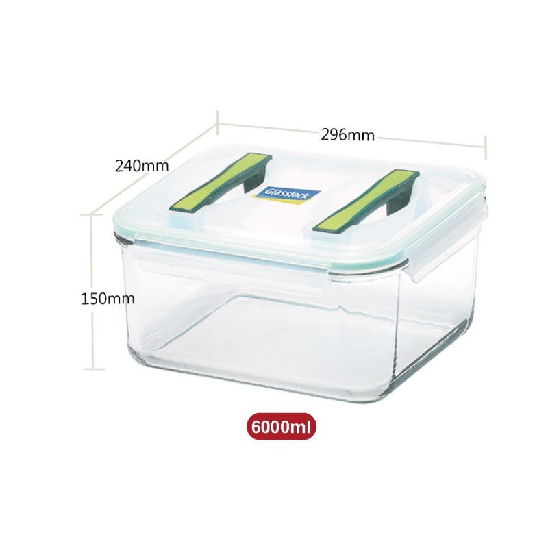 超大容量6000ml 韓國Glasslock 6L 格拉氏洛克 手提玻璃保鮮盒附提把/野餐/露營/收納盒