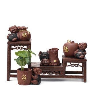 5Cgo 茶寵擺件精品可養創意可愛豬水培花器茶台茶具配件裝飾品個性茶玩財茶桌必備裝飾不含植物 577424706758