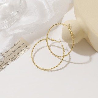 《Norma》簡約編織麻花捲大圓圈經典耳環-2色 | 韓系耳環