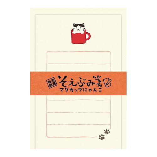 日本 Wa-Life Soebumi 便條紙信封組/ 貓咪馬克杯　eslite誠品