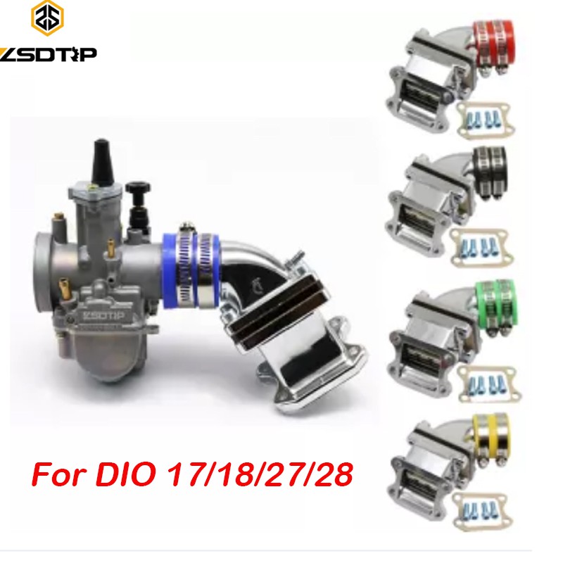 Zsdtrp 摩托車化油器歧管進氣管 + 橡膠接頭適用於 DIO 17/18/27/28