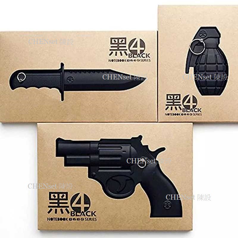 【CHENset】C009 Kuso 黑4BLACK 武器 手榴彈 手槍 獵刀 鑰匙圈 記事本 藍波刀 筆記本 交換禮物