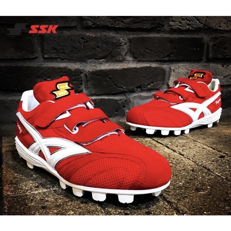 SSK PROEDGE 膠釘壘球鞋 麂皮+透氣網布 紅色白底