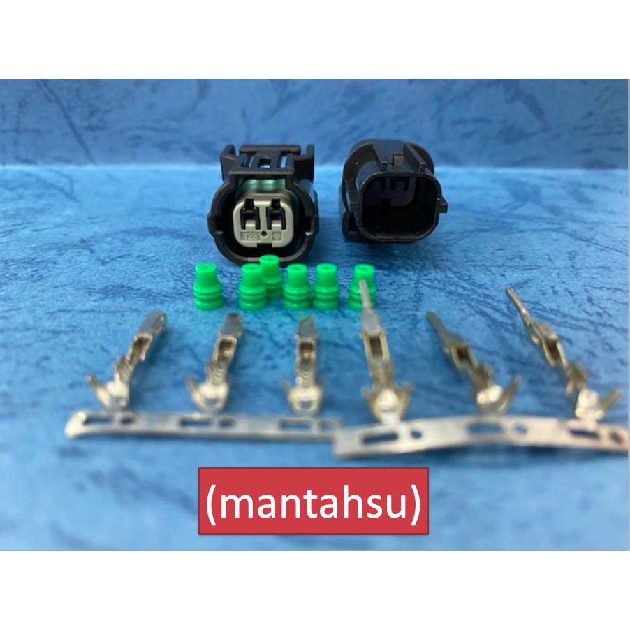 (mantahsu)2P Yamaha 勁戰一代 溫度感測器 防水公母端連接器+公母端端子HX02 040黑 卡榫在中
