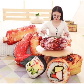 ☆排骨麻花魚卵飯團蛋塔牛排三文魚抱枕靠墊 禮品毛絨/午安枕/生日 聖誕禮物/送禮/靠腰