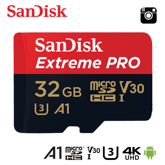 SANDISK 32G Extreme PRO A1 V30 micro SD U3 UHS-I 傳輸100MB 記憶卡