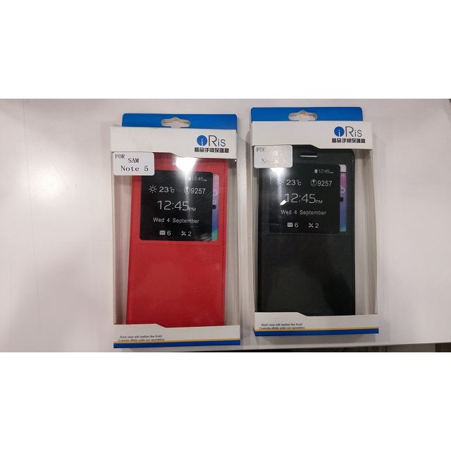 SAMSUNG GALAXY Note 5 感應視窗側掀皮套(紅)
