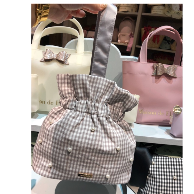 日本 Maison De Fleur珍珠灰手提包 全新 蝦皮購物