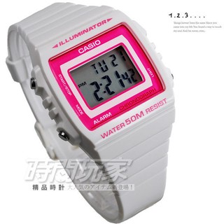 W-215H-7A2 原價820 CASIO卡西歐 數字錶 超亮LED照明 電子錶 計時碼表 粉紅桃紅【時間玩家】