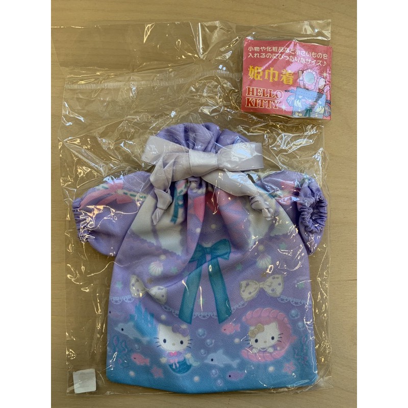 日本 三麗鷗 Sanrio Kitty 束口袋/收納袋/化妝袋/萬用袋 （紫色 美人魚）