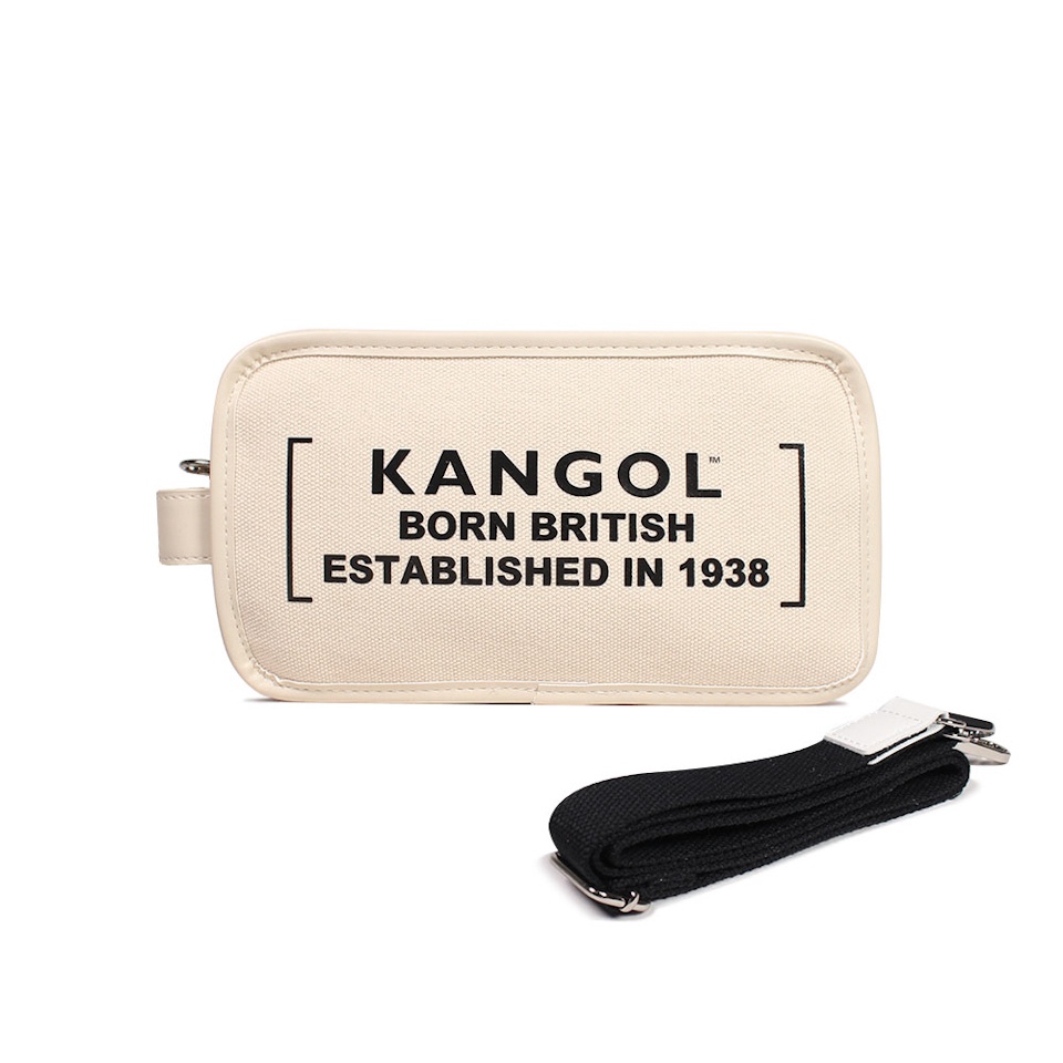 KANGOL - 斜提包 大LOGO側背包 戶外 休閒 -米色- 6225171001