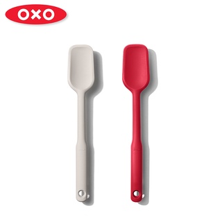 美國【OXO】全矽膠刮杓/刮勺-燕麥白/紅