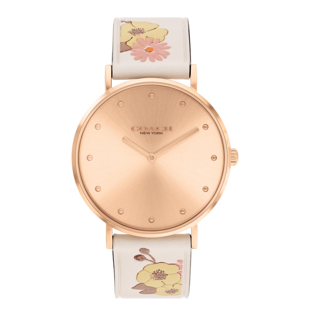 COACH 優雅花卉皮帶腕錶36mm(14503920)