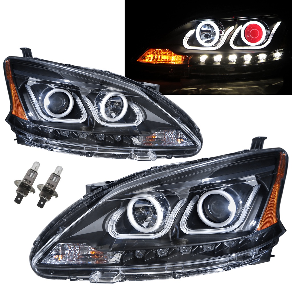 卡嗶車燈 適用於 適用於 NISSAN 日產 Sentra B17 13-15 前期 棉光圈惡魔眼 魚眼 V2 大燈